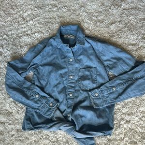 Madewell Denim Tie Long Sleeve Shirt XS